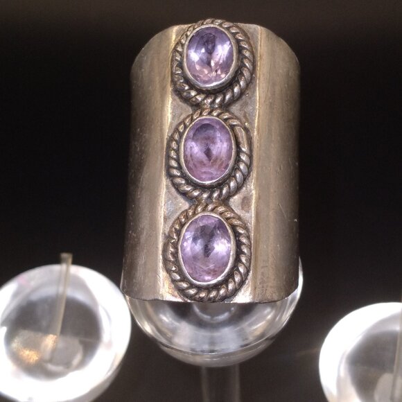 Jewelry - Sterling Silver 925 Ring with Amethyst Stones